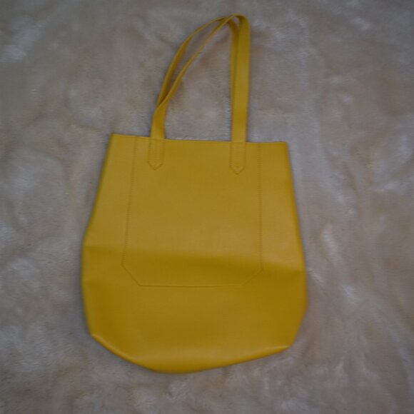 Saks Yellow Faux Leather Tote Shoulder Bag Large Purse Handbag - Picture 12 of 14